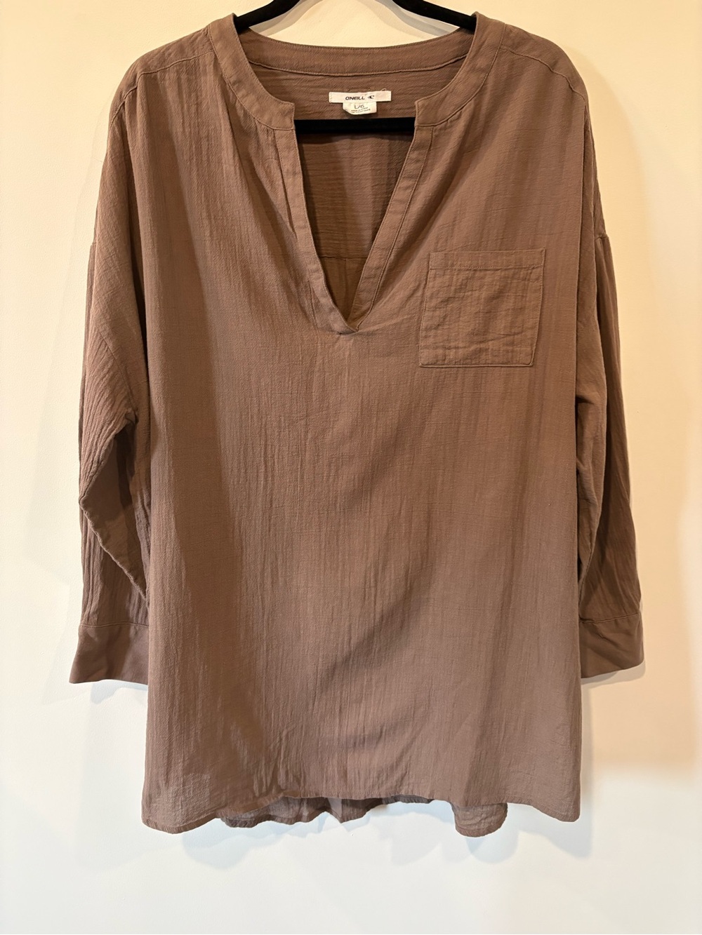 O'Neill Taupe 100% Cotton Tunic/ Beach Cover-Up